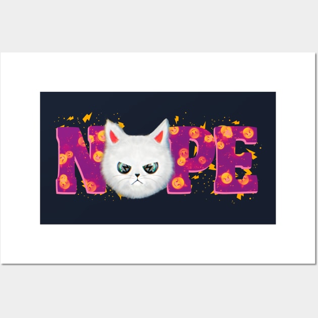 Nope angry cat Wall Art by Meakm